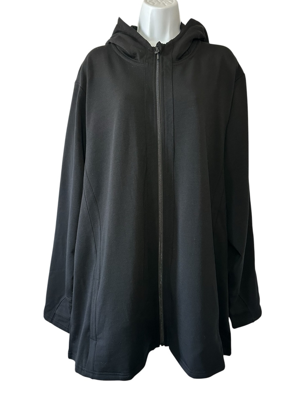 WOOLX Women’s Black Zoey Merino Wool Zip Front Cozy Hooded Sweatshirt- Size 3XL